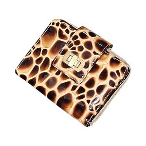 HOBO Giraffe Print Wallet in Brown and Tan